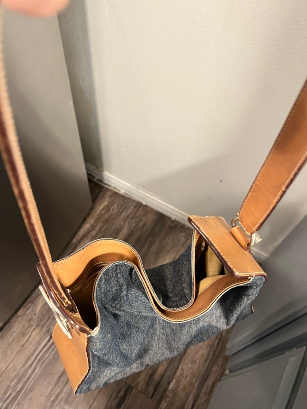 DOLCE & GABBANA Denim & Leather Slouchy Hobo Shoulder Bag VTG Y2K - Picture 10 of 16